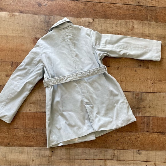 BONPOINT Double Breasted Denim Trench Coat NEW with Tags Girsl Sz 6 Lightwash - Picture 5 of 10